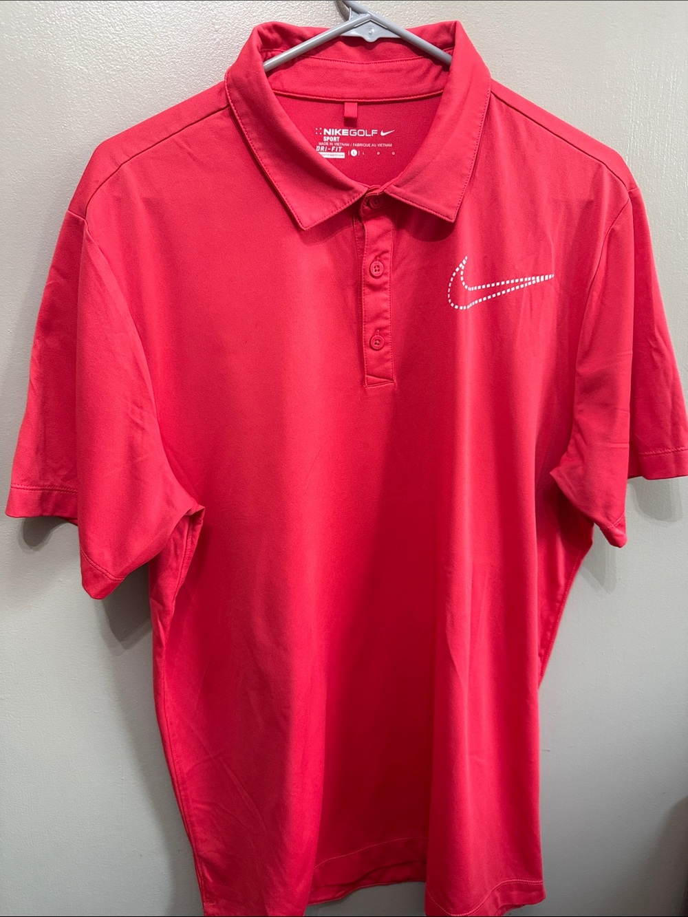 Nike Red Men's Dri-FIT Polo with White Swoosh